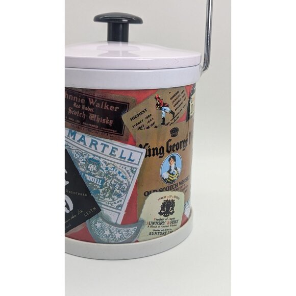 Vintage Metal Ice Bucket With Numerous Whisky Label Exterior Design - Picture 15 of 16